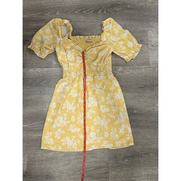 Abercrombie & Fitch Floral Print Mini Dress Yellow Sz Medium Cottagecore - Picture 4 of 4